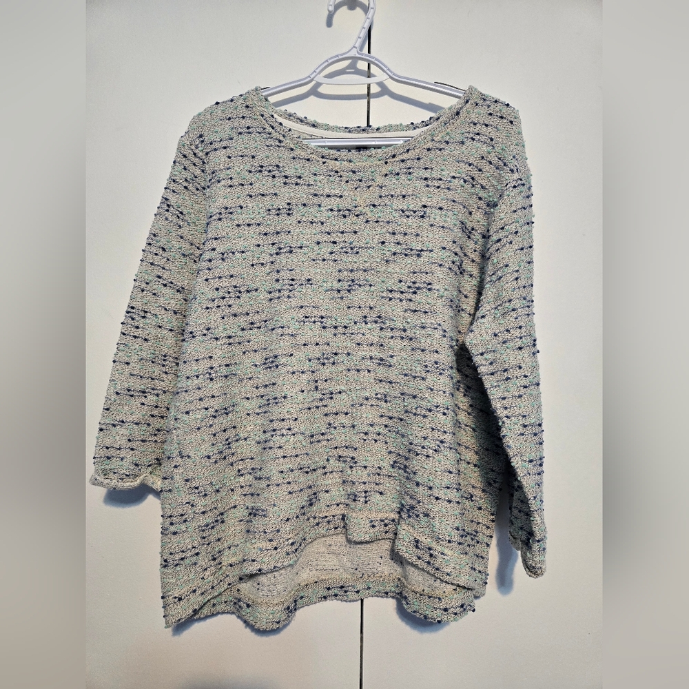 ❤️ Massini Women's Textured Cream and Navy Sweater- Size XL